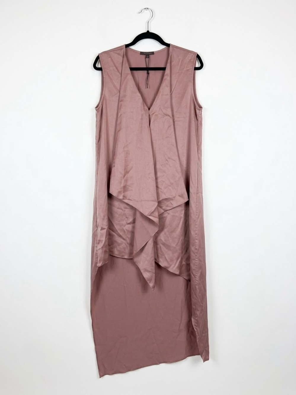 BCBGMaxAzria Dusty Mauve Asymmetrical Sleeveless Maxi Dress